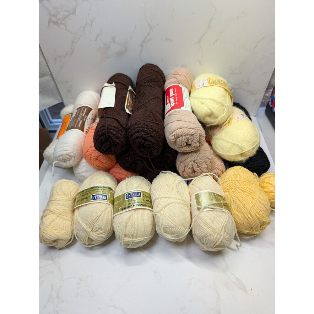 Vintage Sport Weight Yarn Lot Sayelle Bernat Mary Maxim Orlon Acrylic Mixed Skei
